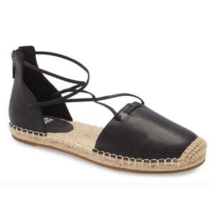 Eileen Fisher Lace Espadrille - Black Leather - Size 10